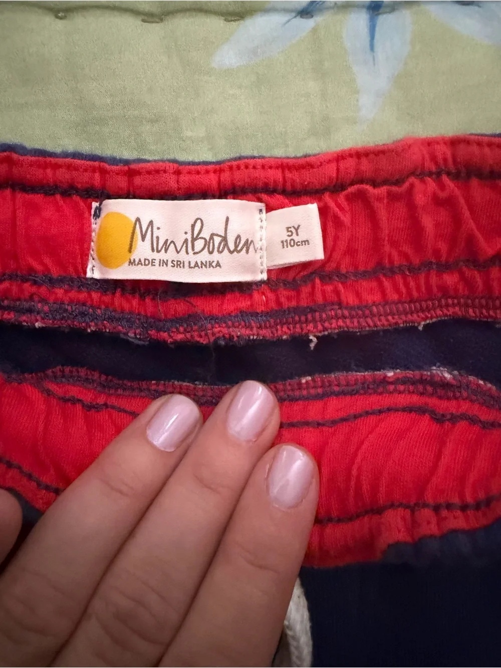 Mini Boden Navy Shorts with Red & Orange Octopus Applique